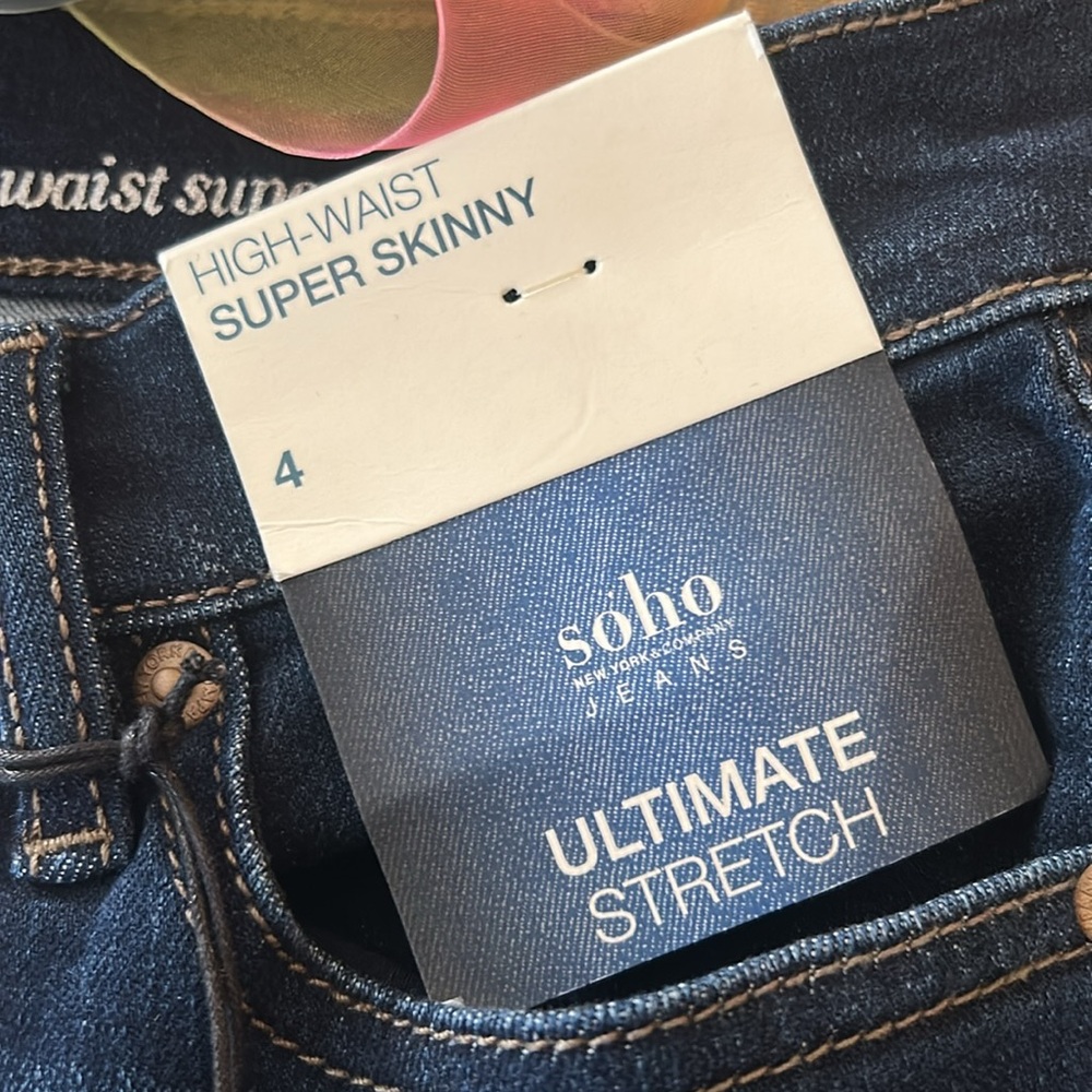 New Soho NYC High-Waist Super Skinny Dark Blue Jeans - Picture 6 of 7